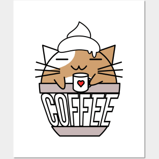 Meowcha in cup Posters and Art